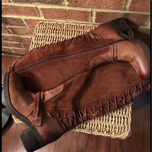 New Miz Mooz Tall Leather Boots with Lace Detail.